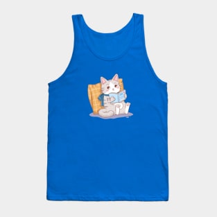 Cat read book Tank Top